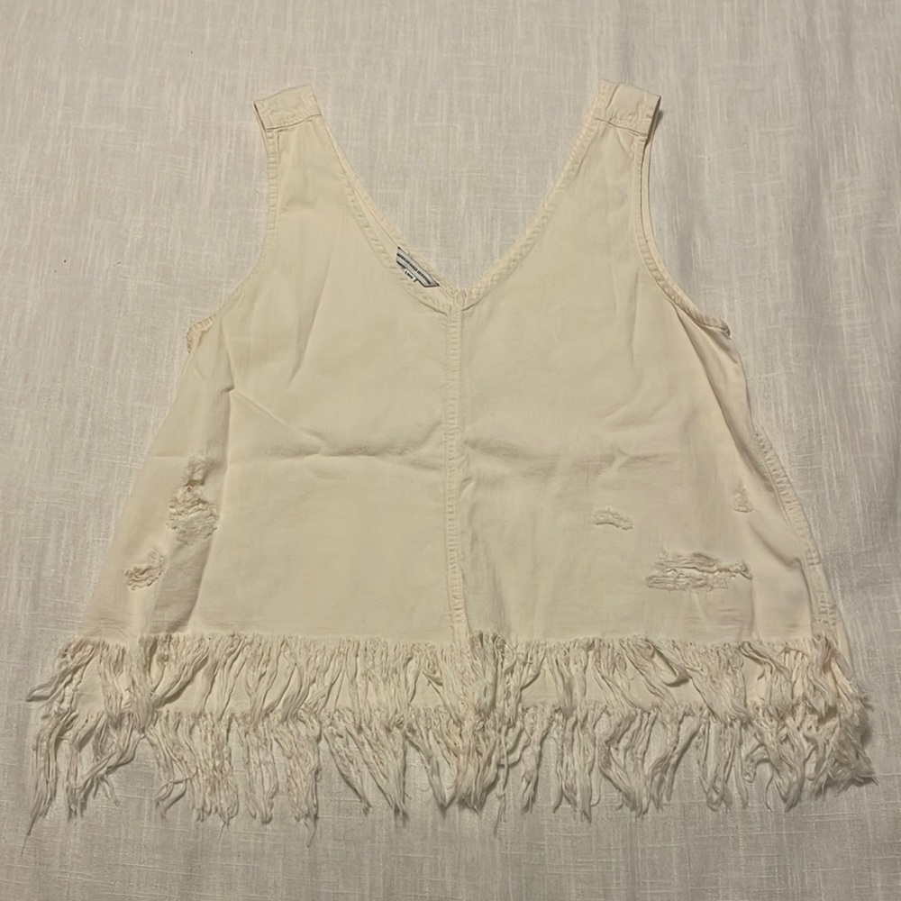 American Eagle Distressed Fringe Tank Top